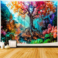 Delur Forest Tapestry Tree of Life Fantasy Tropical Rainforest Tapestry Wall Hanging Colorful Nature Mystical Landscape Psychedelic Spiritual Headboard for Bedroom Living Room Home Decor (51.2" x 59.1")-Ruum Studio Home