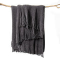 lifein Throw Blanket for Couch, Soft Boho Decor Bed Throw,Cozy Grey Knitted Chenille Small Farmhouse Lightweight Throw for Spring(Dark Grey,50 * 60")-Ruum Studio Home