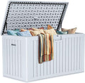 YITAHOME 200 Gallon Extra Large Deck Box, Double-Wall Resin Outdoor Storage Box with Flexible Divider for Patio Cushions Pool Supplies Garden Tools, 990 lbs Load Capacity, Lockable (White)-Ruum Studio Home