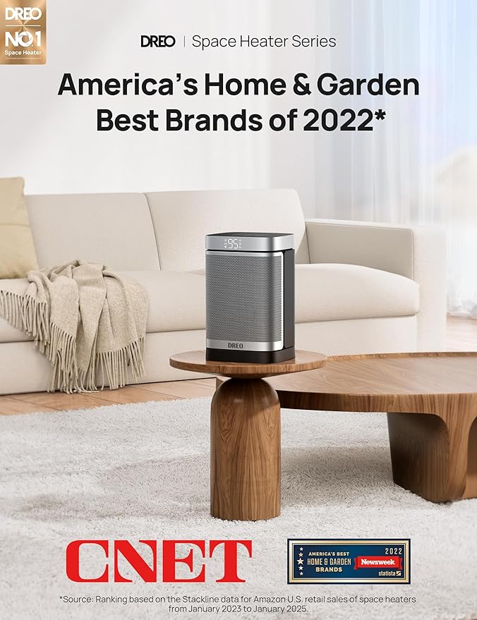 Dreo Space Heater, 1500W Portable Electric Heaters for Indoor Use, PTC Ceramic Heater for Office with Remote, Thermostat, 70°Oscillation, 12H Timer, 5 Modes, Safe Quiet Room Heater for Bedroom-Ruum Studio Home