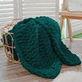 Bigacogo Chunky Knit Throw Blanket for Couch, 40x60 inches, 100% Hand Knitted with Thick Jumbo Chenille Yarn, Cozy Soft Large Rope Knot Cable Crochet Blankets for Sofa Bed Living Room, Dark Green-Ruum Studio Home