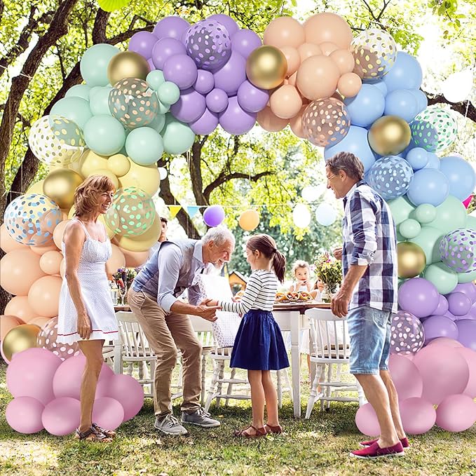 Amandir 164PCS Pastel Balloon Garland Kit, Rainbow Easter Unicorn Balloon Arch, Colorful Gold Confetti Balloons for Pastel Easter Baby Shower Wedding Ice Cream Mermaid Party Decorations Supplies-Ruum Studio Home