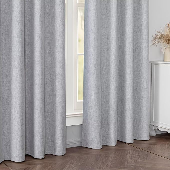 Blackout Curtains 72 Inch Length 2 Panels Set, 100% Black Out Textured Thermal Curtains, Grommet Light Blocking Drapes for Living Room Bedroom Luxury Decor(52W × 72L inch, Greyish White)-Ruum Studio Home