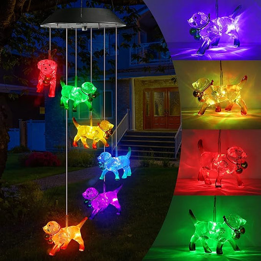 Toodour Solar Wind Chime, Color Changing Wind Chimes Dog, LED Decorative Mobile, Gifts for Mom Grandma, Waterproof Outdoor Decorative Lights for Garden, Patio, Yard, Window Outdoor Decor-Ruum Studio Home