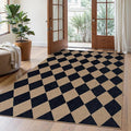 Lahome Checkered Easy Jute Outdoor Rug, 5x7 Area Rugs for Living Room Nature Large Dining Room Carpet, Farmhouse Outdoor Patio Non Slip Diamond Carpet for Home Office Bedroom Backyard Deck-Ruum Studio Home