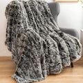 GONAAP Fuzzy Faux Fur Throw Blanket Twin Size Frosty Black Super Soft Cozy Plush Fuzzy Shaggy Blanket for Couch Sofa Bed (Frosty Black, Twin(60"x80"))-Ruum Studio Home