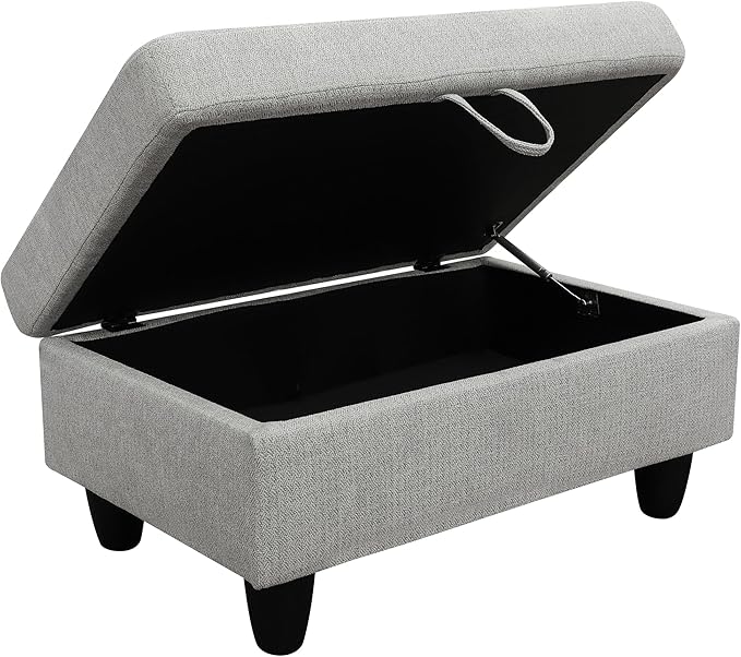 Ottoman Rectangular Storage Ottoman Bench, Flannel Footrest Stool Footstool with Lid for Living Room, Bedroom, Entryway, Gray, 35"x23.5"x17.5"-Ruum Studio Home