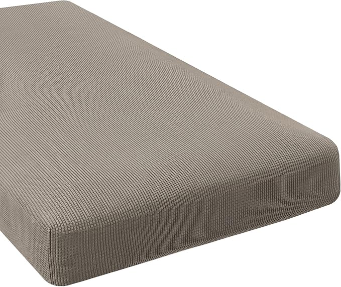 H.VERSAILTEX Super Stretch Individual Chaise Cover Sectional Couch Covers for L Shaped Sofa Both Left/Right Featuring Thick Jacquard Textured Twill Fabric (1 Piece Chaise Cover, Taupe)-Ruum Studio Home