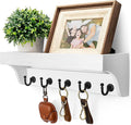 Rebee Vision Key and Mail Holder for Wall with Floating Shelf : Decorative Hanging Organizer with 5 Sturdy Keys Hooks and Wall Mount Key Rack - Farmhouse Entryway Décor (Modern White)-Ruum Studio Home