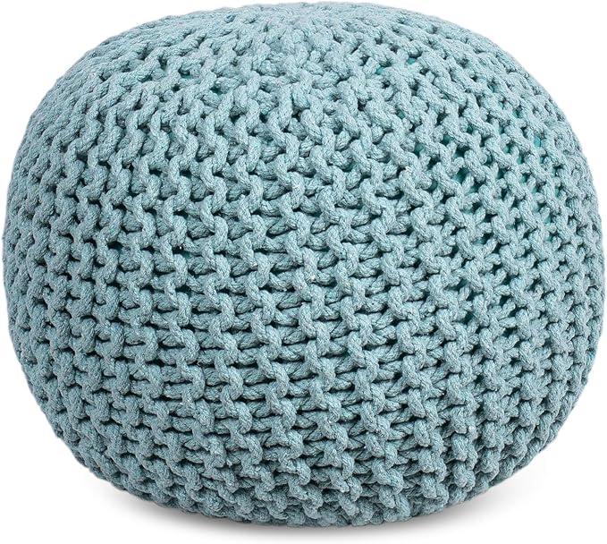 BIRDROCK HOME Round Pouf Ottoman | Cotton Braided Round Foot Stool | Bedroom and Living Room Poof | Sage Green Boho Ottoman | Pouf Foot Rest-Ruum Studio Home