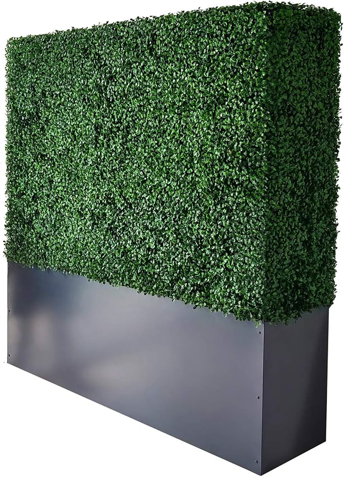 AGPL Upgraded Artificial Boxwood Hedge Wall with Gray Color Planter Room Divider and Privacy Wall Backdrops (48" H 48" W 12" D)-Ruum Studio Home
