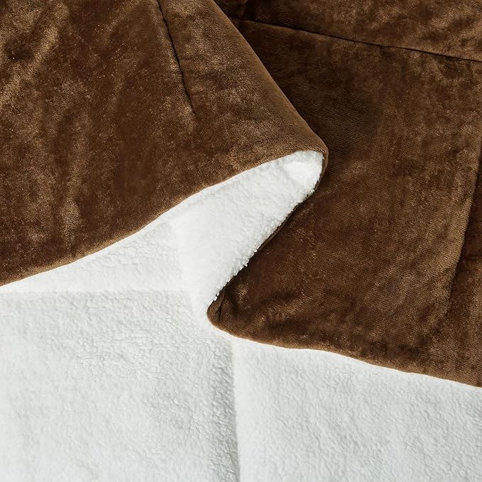 Amazon Basics Reversible Sherpa Comforter Set with Pillow Sham, Brown, Twin/Twin XL-Ruum Studio Home