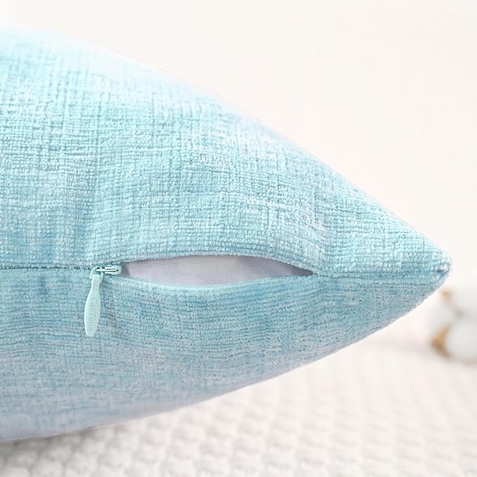 CaliTime Throw Pillow Covers Decorative 26 X 26 Inches Pack of 2 Cozy Chenille Cushion Cases for Couch Sofa Bed Living Room Home Light Blue Grey-Ruum Studio Home