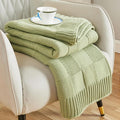 CozeCube Check Knit Throw Blanket, Sage Green Checkered Throw for Couch, Decorative Christmas Soft Cozy Warm Knitted Blanket for Bed Sofa Living Room, 60"X80"-Ruum Studio Home