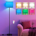 Ambimall Floor Lamp for Living Room with Smart Light Bulb, RGB + Stepless Dimmable Colors Temperature & Brightness(White Shade & Black Pole)-Ruum Studio Home