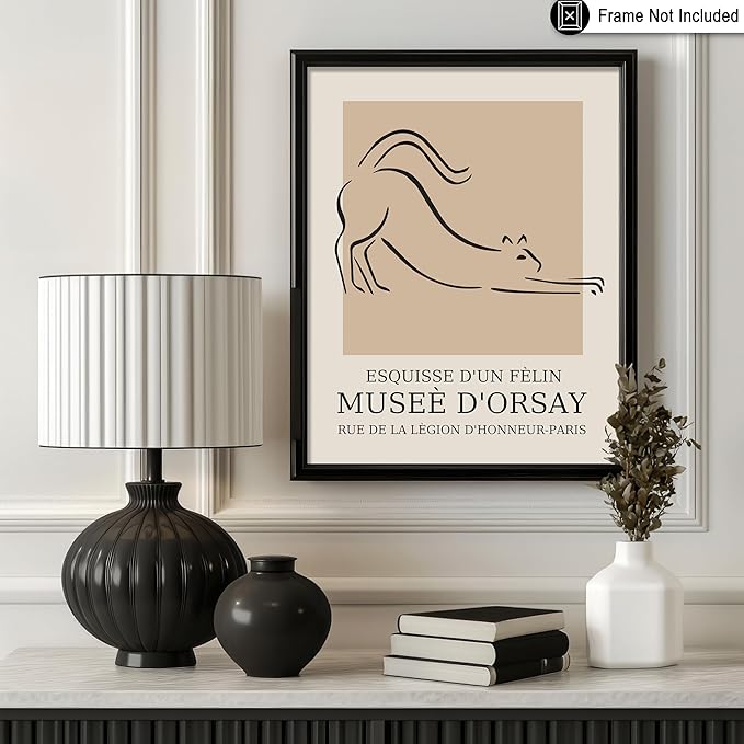 Poster Master Vintage Poster - Retro Cat Print - Line Drawing Art - Sketch Art - Gift for Boys, Girls & Animal Lover - Cute Decor for Bedroom, Kid's Room or Nursery - 16x20 UNFRAMED Wall Art-Ruum Studio Home