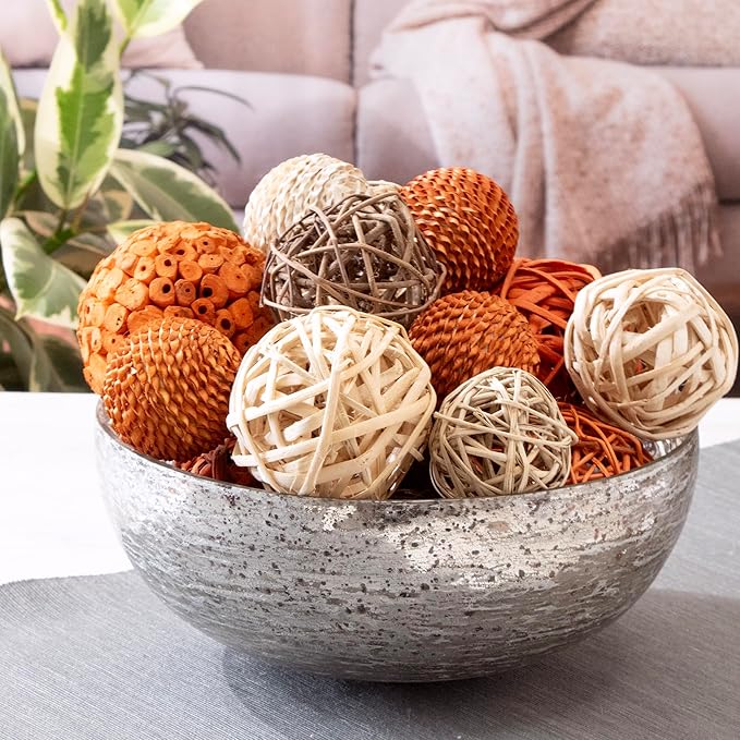ANDALUCA Large Decorative Vase Filler Bag with Orbs, Balls (Burnt Orange)-Ruum Studio Home