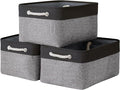 TheWarmHome Collapsible Storage Bin for Shelves - 16x12x8 inch Large 3 Pack Storage Basket for Organizing with Rope, Fabric Storage Cubes for Organizer Toy Cloth Gift Closet (Black & Grey)-Ruum Studio Home