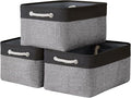 TcaFmac Storage Bins for Organization - Large 3 Pack Fabric Storage Basket for Shelves with Handles, Organizer Baskets for Organizing for Closet Cloth Dog Toy Baby (Black& Grey 16x12x8 inch)-Ruum Studio Home
