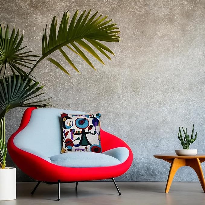 Picasso Inspired Decorative Pillow Cover Hand Embroidered Abstract Toss Pillows Farmhouse Chair Cushion Contemporary Pillowsham Mid-Century Chair Cushions Wool Size 18x18-Ruum Studio Home