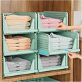 SNSLXH 5 Pack Stackable Closet Organizer Box, Multifunctional & Foldable Closet Storage Basket for Bathroom Kitchen Laundry Room Wardrobe Storage, Space-Saving Clothes Storage Drawer Organizer, Green-Ruum Studio Home