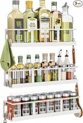 Spice Rack Wall Mounted 3 Pack, Space-Saving Spice Organizer for Spice Jars and Seasonings,Screw or Adhesive Hanging Spice Rack Organizer for Your Kitchen Cabinet,or Pantry Door White-Ruum Studio Home