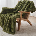 Lotus Karen Faux Fur Throw Blanket Dark Green - 800 GSM Bubble Rabbit Fluff Blanket for Couch Bed Sofa,Softest Fluffy Fuzzy Cozy Blanket,Thick Furry Plush Shaggy Warm Blankets for Women,50x60 Inches-Ruum Studio Home