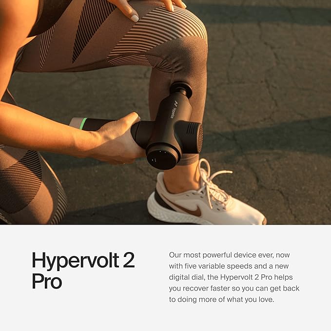 Hyperice Hypervolt 2 Pro - Featuring Quiet Glide Technology - Handheld Percussion Massage Gun - 5 Speeds, 5 Interchangeable Heads - Helps Relieve Sore Muscles and Stiffness FSA-HSA-Ruum Studio Home