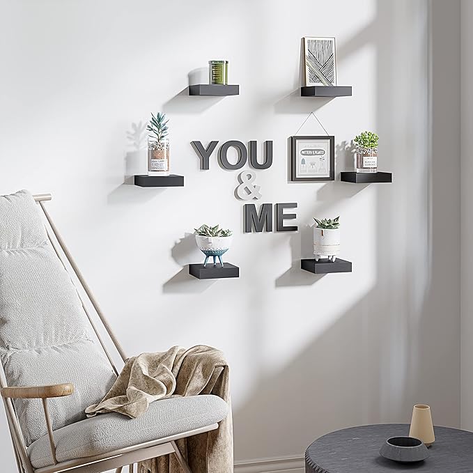 BAMEOS Small Floating Shelves for Wall, Small Black Shelf 5.9 * 5.7 Inch Display Ledges for Decor, Mini Shelf for Wall, Black-Ruum Studio Home