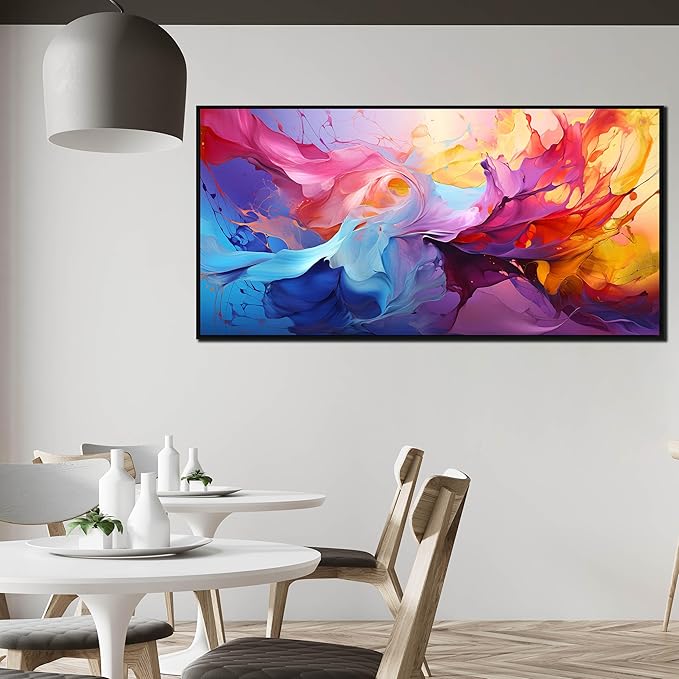Abstract Wall Art for Living Room, Colorful Canvas Wall Decor for Bedroom, Framed Picture Print, Large Size 59x29 Inches-Ruum Studio Home