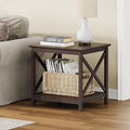 ChooChoo End Table, 24 Inch End Table with 2-Tier Storage Shelf, Side Table for Living Room, Wood Nightstand for Bedroom, Office, Painted Surface, Espresso-Ruum Studio Home