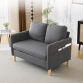 VINGLI 47" Small Couch, Dark Grey Linen Loveseat Sofa Mini Couch Mid Century Modern Decor Love Seat for Small Spaces Living Room, Bedroom, Play Room-Ruum Studio Home