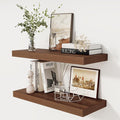 Fun Memories 30 Inch Floating Shelves, 12 Inch Deep Floating Shelf for Wall, Rustic Deep Shelves for Books, Bathroom, Living Room, Kitchen, 30 x 12 x 2 Wood Floating Shelves, Walnut Color, Set of 2-Ruum Studio Home
