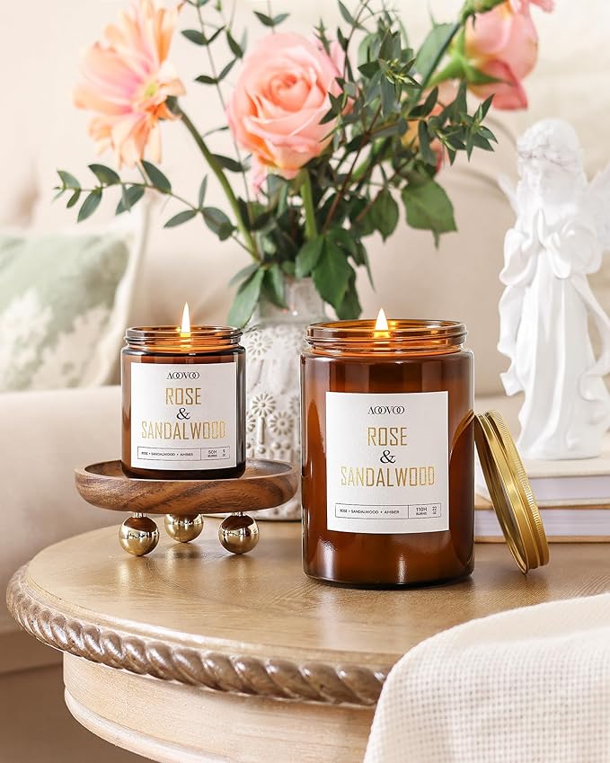 AOOVOO Rose Sandalwood Candles - 22 oz Scented Candles, Aromatherapy Candle, Soy Candle for Home Scented-Ruum Studio Home