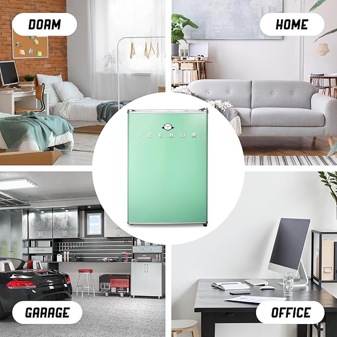 IBCR25MNT Compact, Energy Star Certified Small, Single Door Mini Fridge with Freezer Refrigerator, Large (2.5 cu ft), Mint Green-Ruum Studio Home