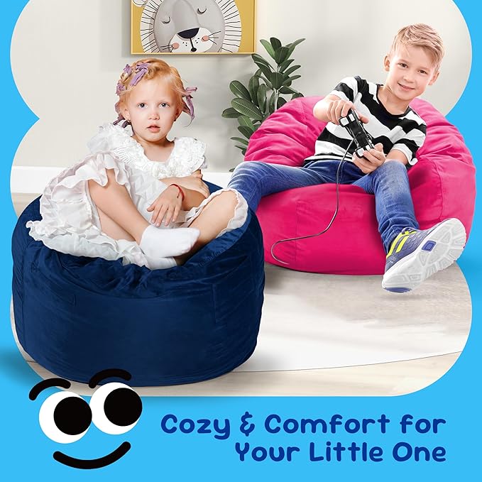 Hobestluk Bean Bag Chairs 2.5FT Bean Bag Chair with Memory Foam Filled & Machine Washable Cover,Beanbag Chair, Small Bean Bag Chairs for Playroom, Living Room, Bedroom-Ruum Studio Home