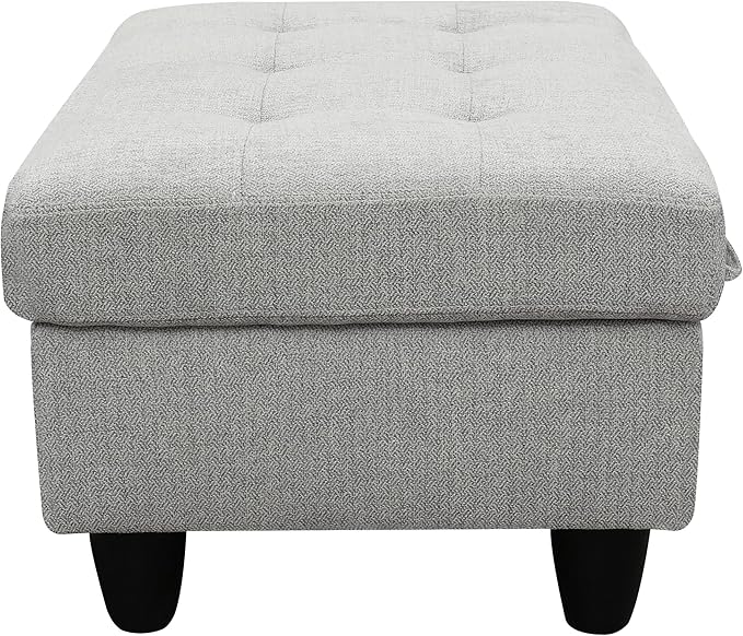 Ottoman Rectangular Storage Ottoman Bench, Flannel Footrest Stool Footstool with Lid for Living Room, Bedroom, Entryway, Gray, 35"x23.5"x17.5"-Ruum Studio Home