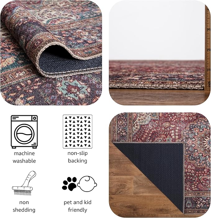 Keen Home Design 4x6 Rug - Machine Washable Area Rug with Non-Slip Backing, Ideal for Living Room, Dining Room, Bedroom - Vintage, Easy Clean, Durable, Low Pile Rug - (4' x 6')-Ruum Studio Home