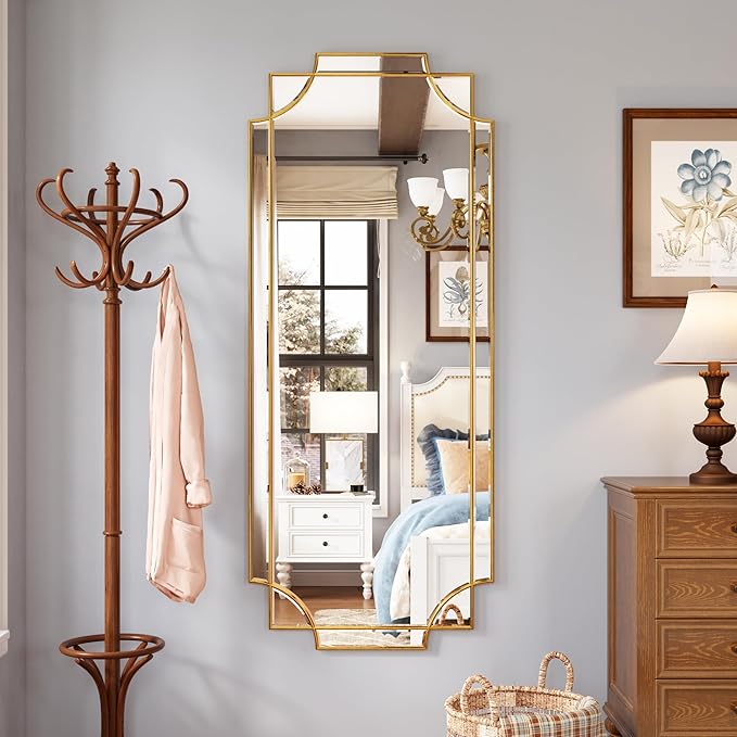 Kelly Miller Gold Full Length Mirror for Wall, 24" x58” Full Body Mirror Decorative Beveled Home Decor for Living Room Bedroom Bathroom Entryway Hallway Dressing Room-Ruum Studio Home
