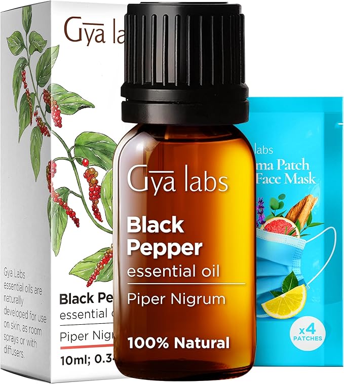 Gya Labs Black Pepper Essential Oil for Comfort - 0.34 Fl Oz - 100% Pure Natural Black Pepper Oil for a Soothing Aromatic Experience & Candle Making Scent-Ruum Studio Home