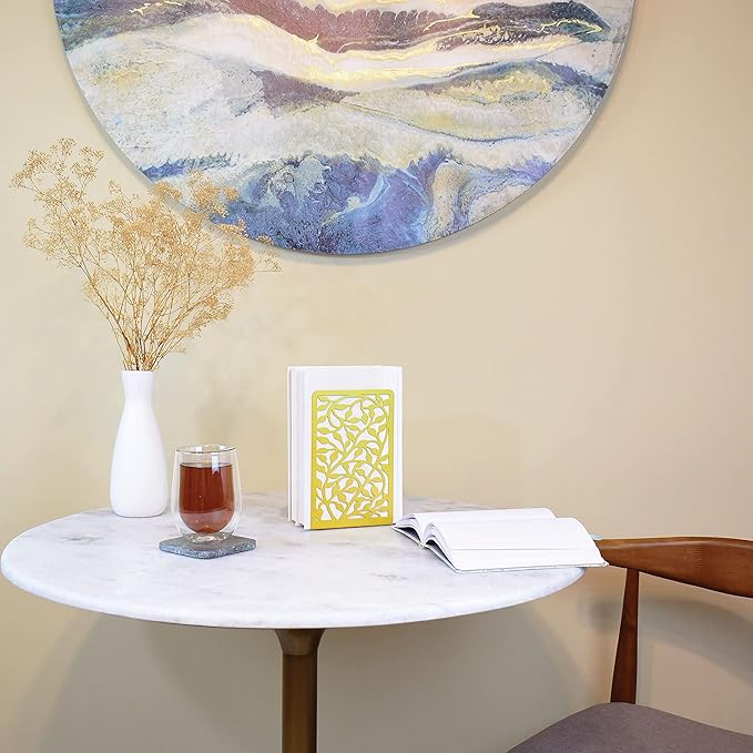 CNK Book Ends Bookends for Decorative Books Holder Bookend Shelves End Hold Heavy Duty Holders Stoppers Metal Stopper Cute Boho Bookshelf Holds Cookbook Office Home Set of 4 Bookends Pair Gold-Ruum Studio Home