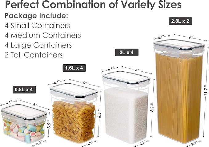 CHEFSTORY Airtight Food Storage Containers Set, 14 PCS Kitchen Storage Containers with Lids for Flour, Sugar and Cereal, Plastic Dry Food Canisters for Pantry Organization and Storage-Ruum Studio Home