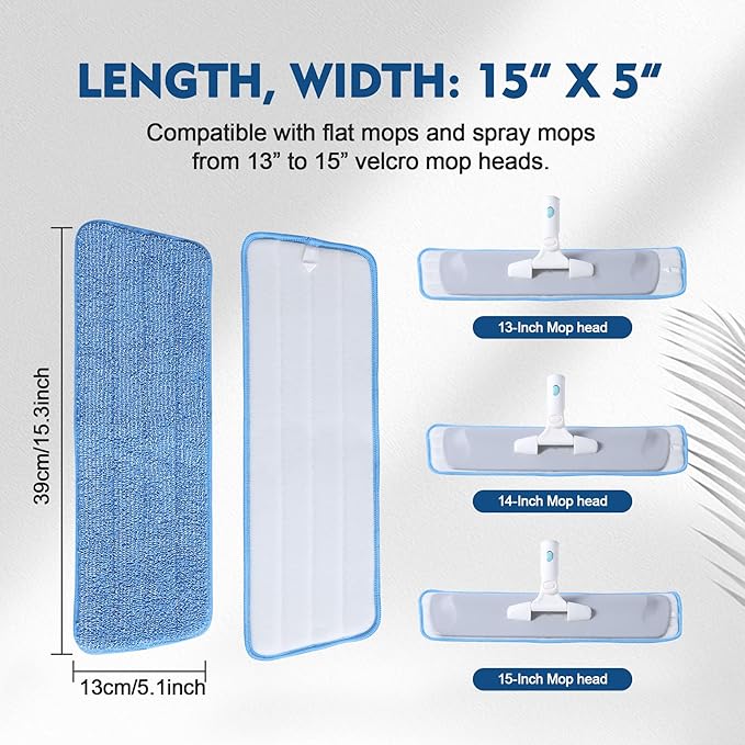 3 Pack Microfiber Mop Pads, Mop Replacement Pads Refills Floor Spray Mop Pads Wet Moping Pads Refill Reusable Pads Suitable for All Spray Mops Cleaning-Ruum Studio Home