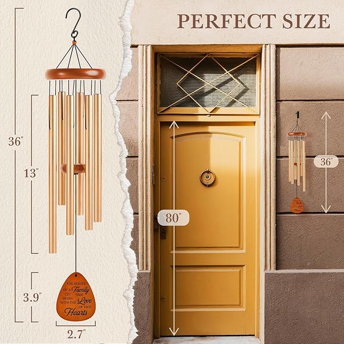 40th Wedding Anniversary Wind Chime, Happy 40th Anniversary Romantic Gifts for Couple, Parents, Wife, Husband, Friends, Ruby Anniversary's Keepsake Gifts Ideas, Large-36''-Ruum Studio Home
