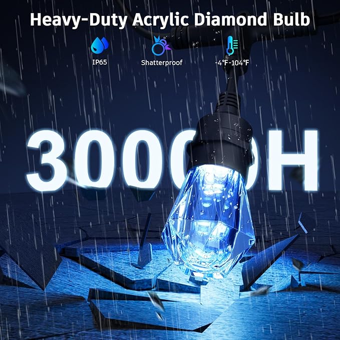 XMCOSY+ Smart Outdoor String Lights - 123ft RGBCWIC Patio Lights with 40 Color Changing Bulbs, LED String Light for Outside Backyard Bistro Party, APP WiFi Control, Work with Alexa, IP65 Waterproof-Ruum Studio Home