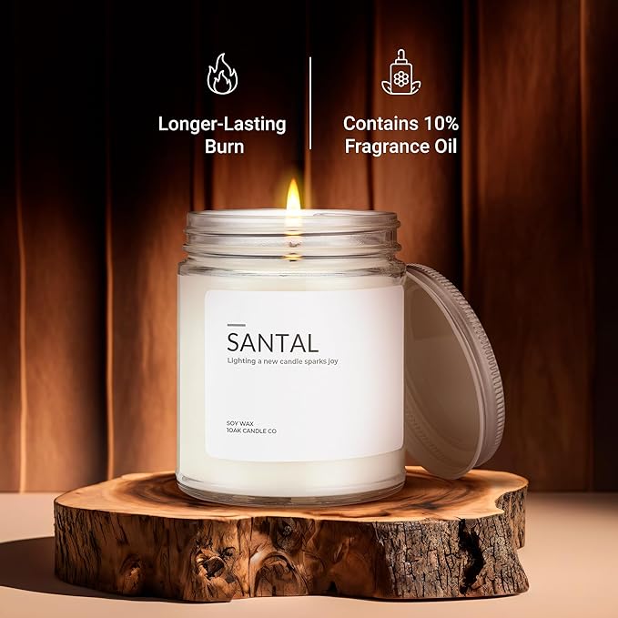 1OAK Soy Santal Candle (Santal) - Soy Wax Scented Candle - Candles for Home Scented - Long Burning Candles Premium - Hand-Poured (7oz.)-Ruum Studio Home