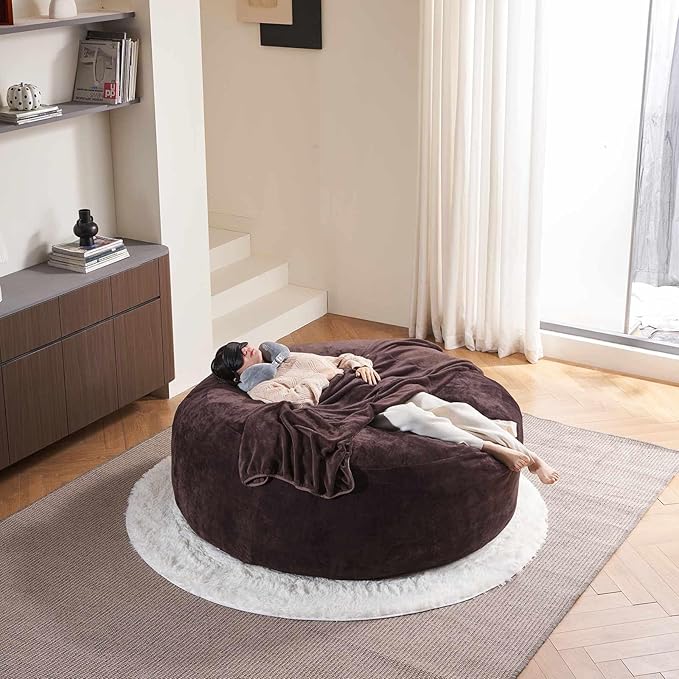 6FT,Oversized Bean Bag Chairs for Adults,Giant beanbag with Filler Included，Fluffy Memory Foam,Soft and Comfy Corduroy Fabric,Gaming Chairs Suitable for Living Room and Bedroom (Brown, 6 Foot)-Ruum Studio Home