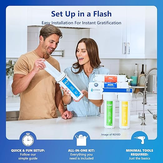 Express Water RO5DX Reverse Osmosis Filtration NSF Certified 5 Stage RO System with Faucet and Tank – Under Sink Water Plus 4 Filters – 50 GPD, 14 x 17 x 5, White-Ruum Studio Home