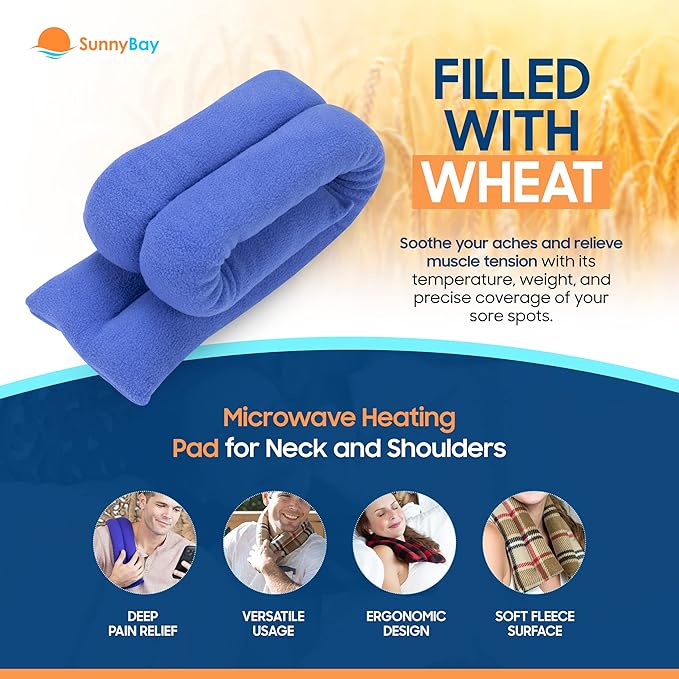 SunnyBay Microwave Heating Pad for Neck and Shoulders, Versatile Bean Bag Moist Heating Pad, Microwavable Neck Wrap and Cool Pack for Deep Pain Relief, Weighted Hot or Cold Therapy (Sky Blue)-Ruum Studio Home