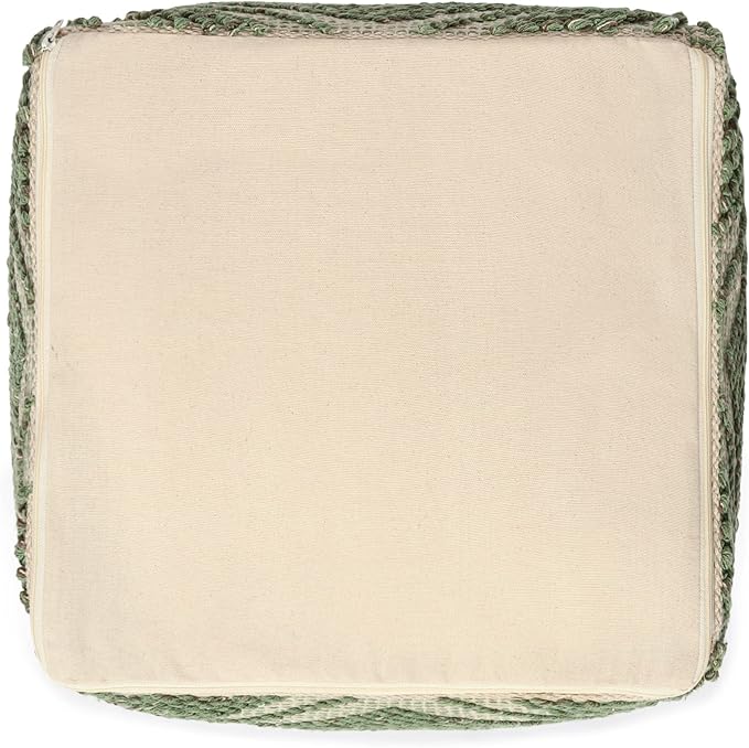 REDEARTH · Tufted Pouf Ottoman with Filler Textured Storage Cube Bean Bag Pouffe Footrest for Living Room, Bedroom, Nursery, Kidsroom; 100% Cotton (17.5"X17.5"X17.5", Solitaire Lozenge Kiwi)-Ruum Studio Home